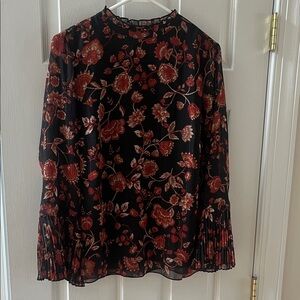 Chico's Black and Red Floral Blouse